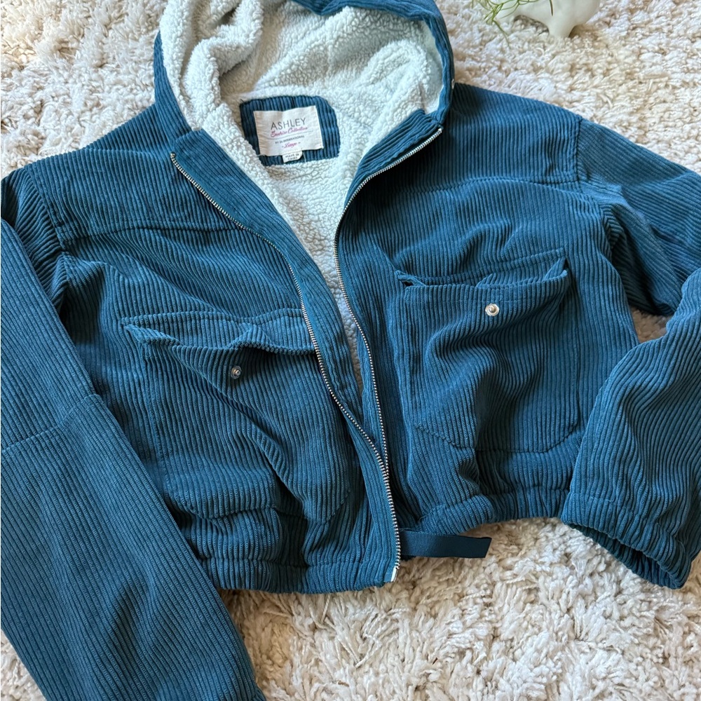 Ashley By 26 International Teal Corduroy Puffer Jacket